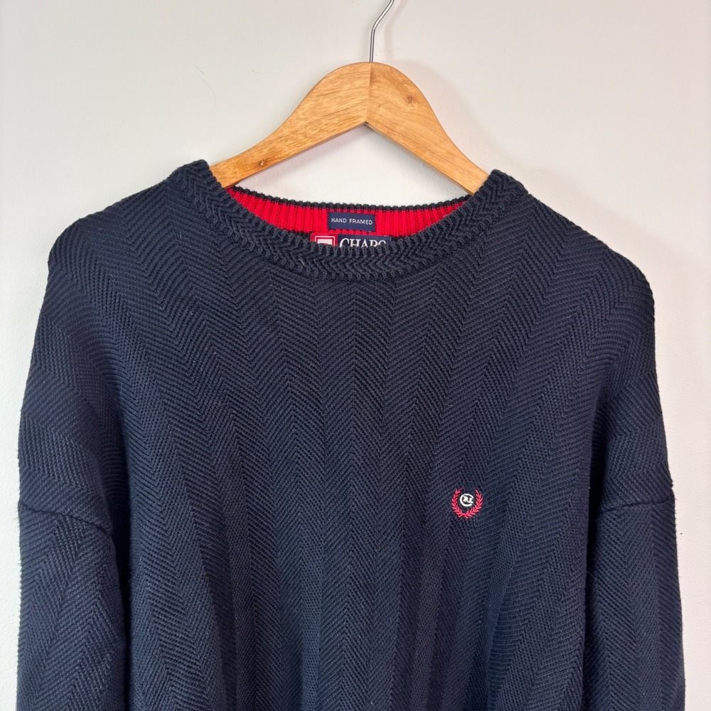 Vintage 1990s Chaps Ralph Lauren Hand Framed Herringbone Sweater Size Large - Picture 2 of 6